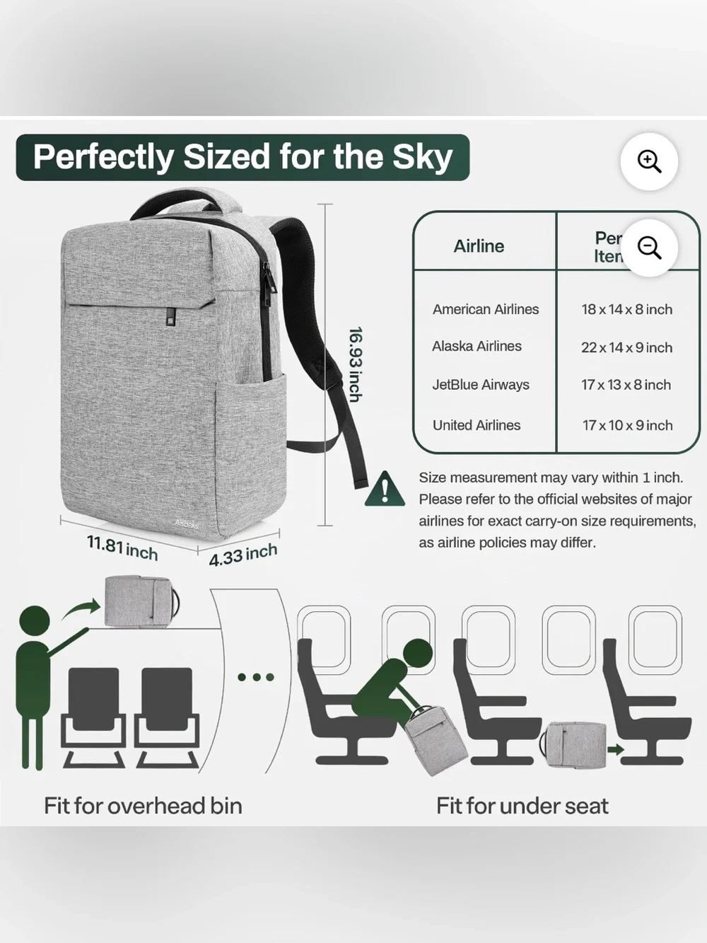 16'' Laptop Backpack for Men Women, Lightweight Travel Backpack & Laptop Bag
